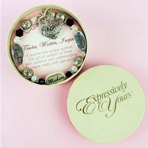 Teacher Wisdom Inspire. Silver Garnet. Filigree Heart.